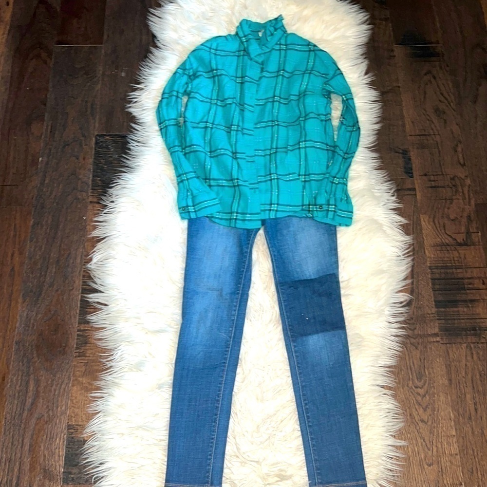 Stylish Flannel with Jeggings Set